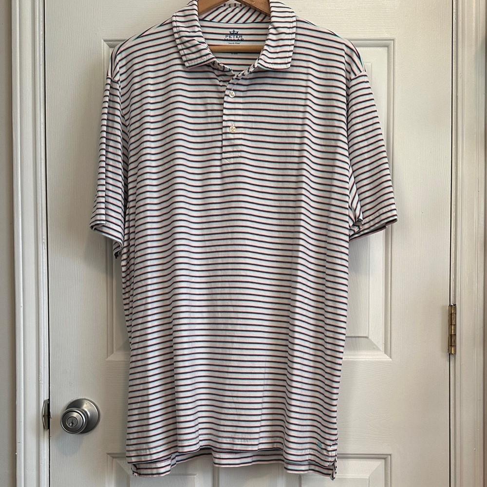 Peter Millar Men's Polo Shirt - Black and White Striped